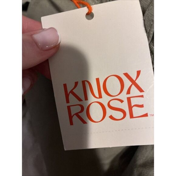Knox Rose New Solid Olive Green High Rise Relaxed Straight Leg Pants Large - Picture 6 of 9
